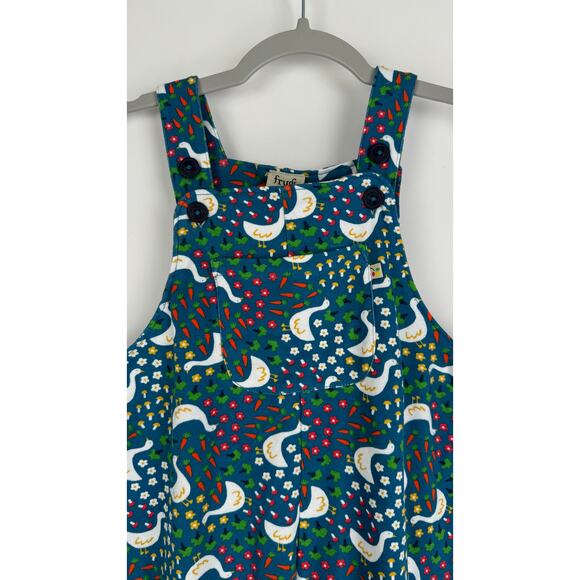 Frugi Parsnip Dungaree Blue Springtime Geese Unisex Kid 3-4Y Overalls New Cotton - Picture 3 of 9